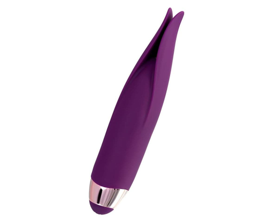 Фиолетовый клиторальный вибростимулятор FLO - 18,5 см., фото 