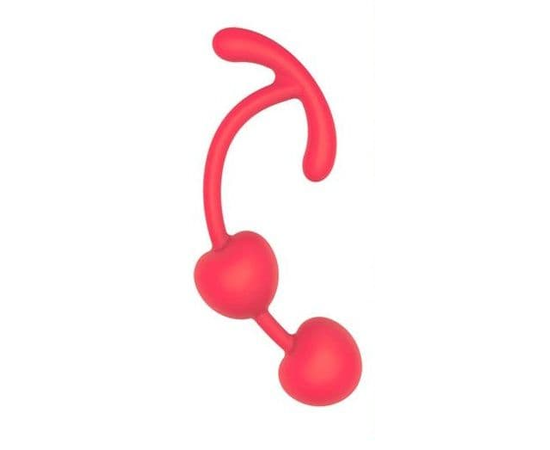 Красные силиконовые вагинальные шарики с ограничителем, Цвет: красный, фото 