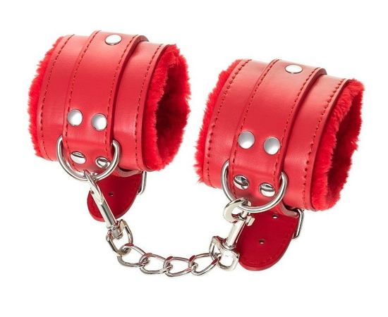 Красные наручники Anonymo из искусственной кожи, фото 