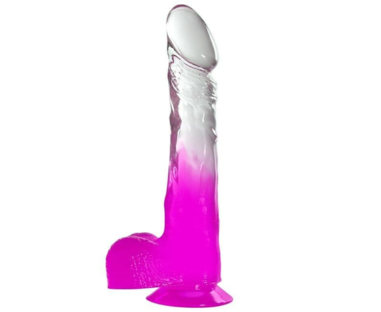 Фиолетовый фаллоимитатор с прозрачным стволом и присоской - 20 см., Цвет: фиолетовый, фото 