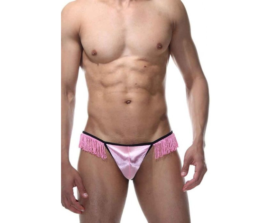 Пикантные мужские стринги с бахромой, Цвет: розовый, Размер: S-M, фото 