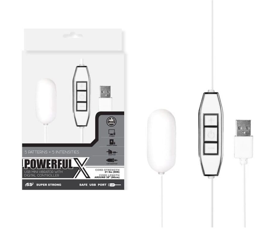 Белое виброяйцо с контроллером, работающее от USB, фото 