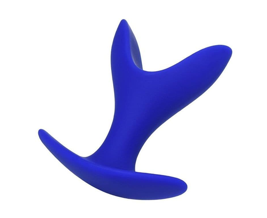 Синяя силиконовая расширяющая анальная пробка Bloom - 8,5 см., фото 