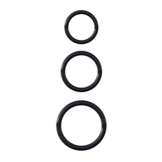 Набор из трех черных эрекционных колец Silicone 3-Ring Stamina Set, фото 