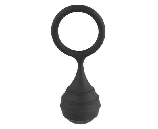 Черное силиконовое кольцо Cock ring & weight с утяжелением, фото 