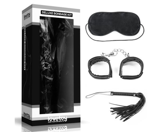 БДСМ-набор Deluxe Bondage Kit для игр: маска, наручники, плётка, фото 
