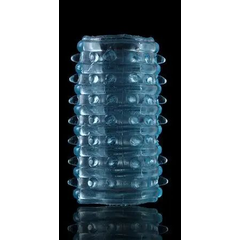 Голубая силиконовая насадка на член с мягкими усиками - 4,5 см., фото 
