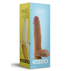 Крупный телесный фаллоимитатор Mad Banana с мошонкой - 23,5 см., Цвет: телесный, фото 