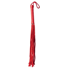 Красная веревочная плеть с ручкой из полиуретана Cotton String Flogger - 50 см., фото 