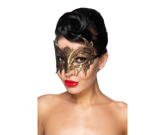 Золотистая карнавальная маска "Андромеда", Цвет: золотистый, фото 