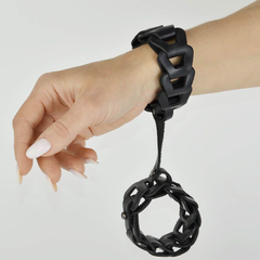Черные кожаные наручники "Клеопатра", фото 