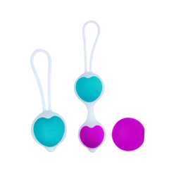 Набор из фиолетово-голубых вагинальных шариков с сердечками, фото 