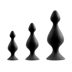Набор из 3 анальных силиконовых втулок MENZSTUFF 3-PIECE ANAL PAWN SET, Цвет: черный, фото 