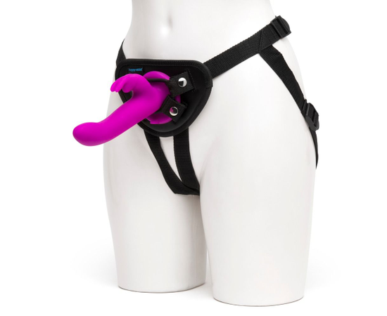 Лиловый страпон Rechargeable Vibrating Strap-On Harness Set - 17,6 см., фото 