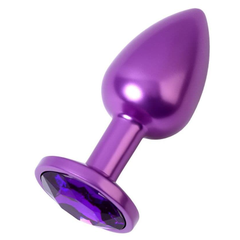 Фиолетовый анальный плаг с кристаллом фиолетового цвета - 7,2 см., фото 
