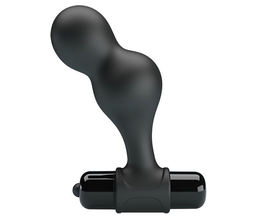 Черная анальная пробка с вибрацией Silicone Vibrating Anal Plug - 10 см., фото 
