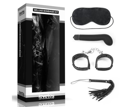БДСМ-набор Deluxe Bondage Kit: маска, вибратор, наручники, плётка, фото 