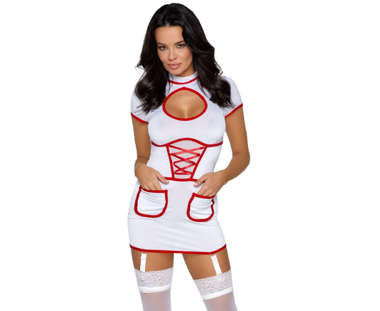 Сексуальный наряд медсестры, Цвет: белый с красным, Размер: L, фото 