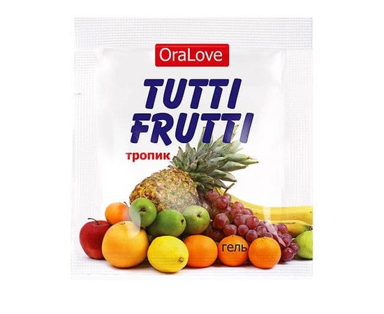 Пробник гель-смазки Tutti-frutti со вкусом тропических фруктов - 4 гр., Объем: 4 гр., фото 