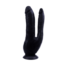 Анально-вагинальный фаллоимитатор Dark Magic Dual Penis - 19,5 см., Цвет: черный, фото 