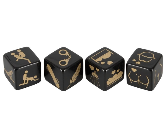 Набор кубиков для секс-игр, Цвет: черный с золотистым, фото 