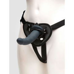 Черный страпон с вибрацией Feel It Baby Strap-On Harness Kit - 17,8 см., фото 