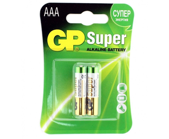 Батарейки алкалиновые GP Super Alkaline ААA/LR03 - 2 шт., фото 