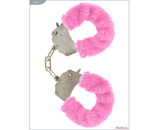 Металлические наручники с розовым мехом, фото 