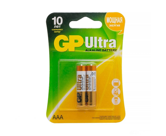 Батарейки GP Ultra Alkaline 24А AАA/LR03 24AU-CR2 - 2 шт., фото 
