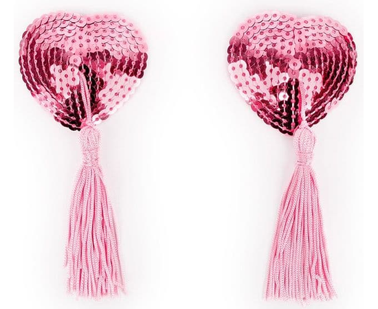 Розовые пэстисы-сердечки с кисточками, Цвет: розовый, фото 