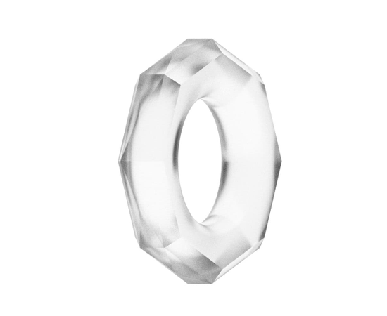 Прозрачное эрекционное кольцо с гранями POWER PLUS Cockring, фото 