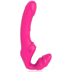 Розовый безремневой страпон с 9 режимами вибрации, фото 