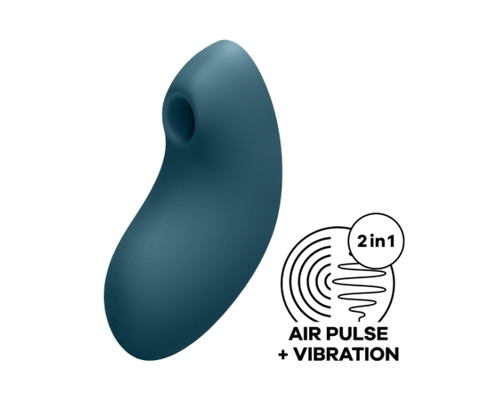 Синий вакуум-волновой вибростимулятор Vulva Lover 2, Длина: 12.00, Цвет: синий, фото 