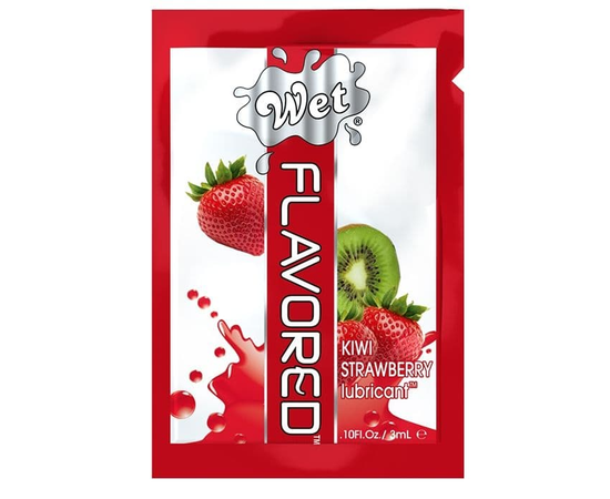 Лубрикант Wet Flavored Kiwi Strawberry с ароматом киви и клубники - 3 мл., фото 
