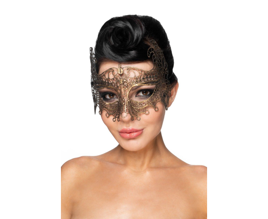 Золотистая карнавальная маска "Рукба", Цвет: золотистый, фото 