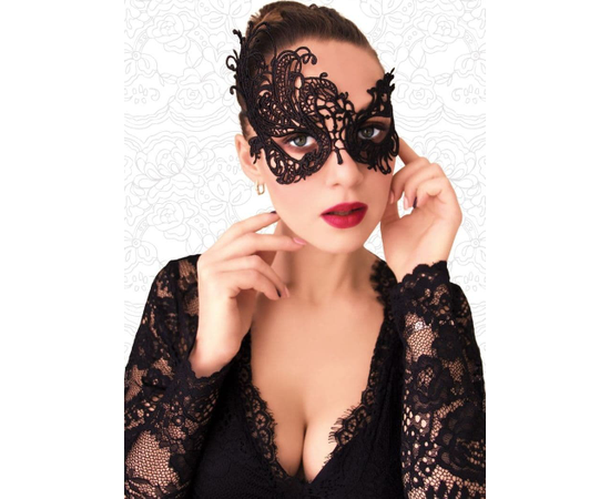 Ажурная асимметричная маска чёрного цвета, Цвет: черный, фото 