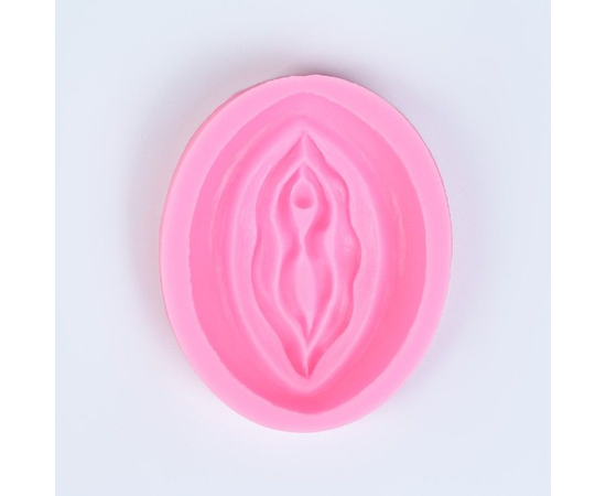 Розовая силиконовая форма в виде вульвы, фото 