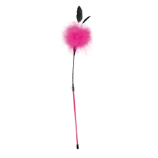 Хлыст с розовым помпоном и перьями - 50 см., фото 