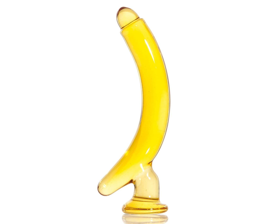 Жёлтый стимулятор-банан из стекла - 16,5 см., фото 