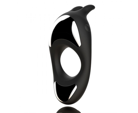 Черное эрекционное кольцо с двумя моторами Zeus Dual Vibe Cock Ring, фото 