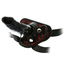 Черно-красные трусики STRAP-ON DILDO с насадкой - 14,5 см., фото 