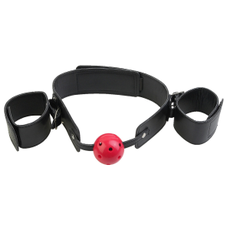 Кляп-наручники с красным шариком Breathable Ball Gag Restraint, фото 