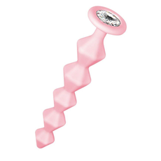 Анальная цепочка с кристаллом Chummy - 16 см., Цвет: розовый, фото 