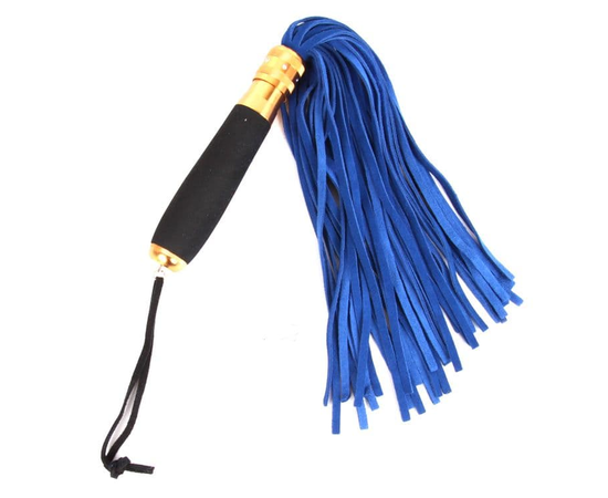 Синяя многохвостовая плеть с черной ручкой - 40 см., фото 