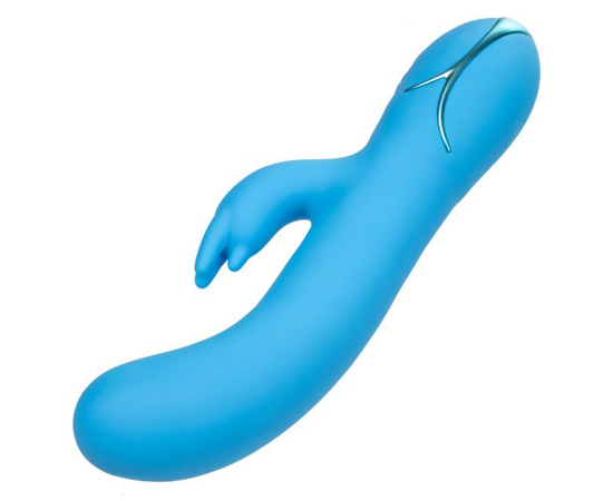 Голубой вибромассажер Insatiable G Inflatable G-Bunny с функцией расширения - 21 см., фото 