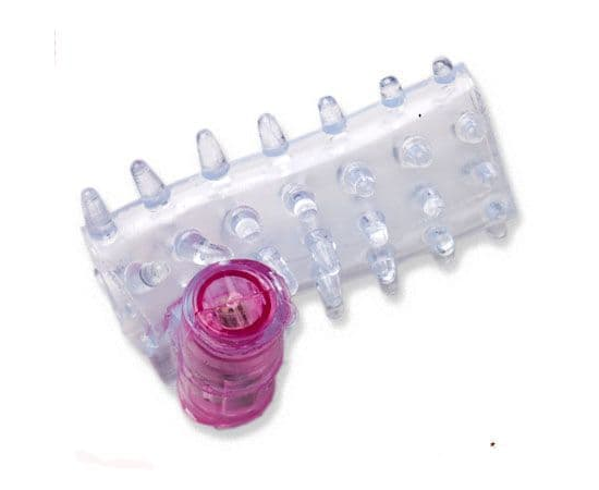 Прозрачная вибронасадка на пенис с шишечками и открытой головкой, фото 