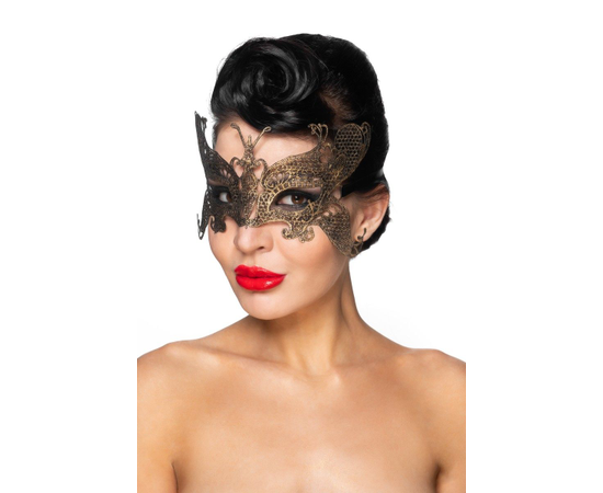 Золотистая карнавальная маска "Турайс", Цвет: золотистый, фото 