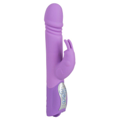 Фиолетовый вибратор Push Vibrator с возвратно-поступательными движениями - 25 см., фото 