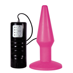 Розовая анальная пробка с вибрацией Brutal Pink Plug Medium - 14 см., фото 