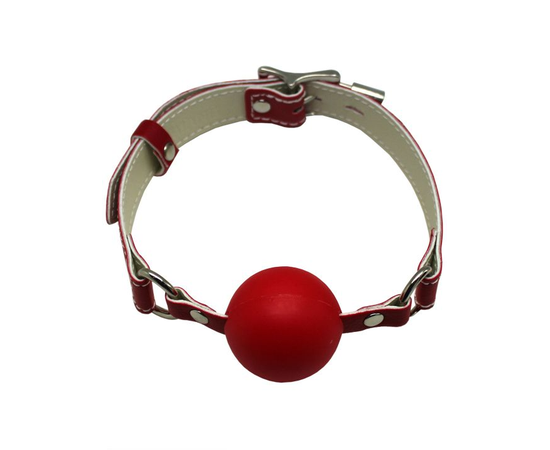 Красный силиконовый кляп-шарик с фиксацией и замочком, фото 